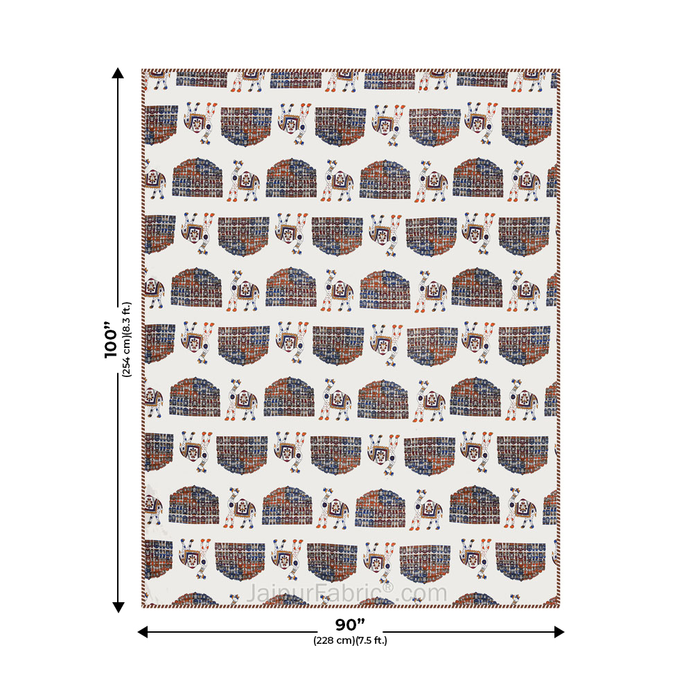 Hawa Mahal Orange Pure Cotton Reversible Double Bed AC Quilt Dohar