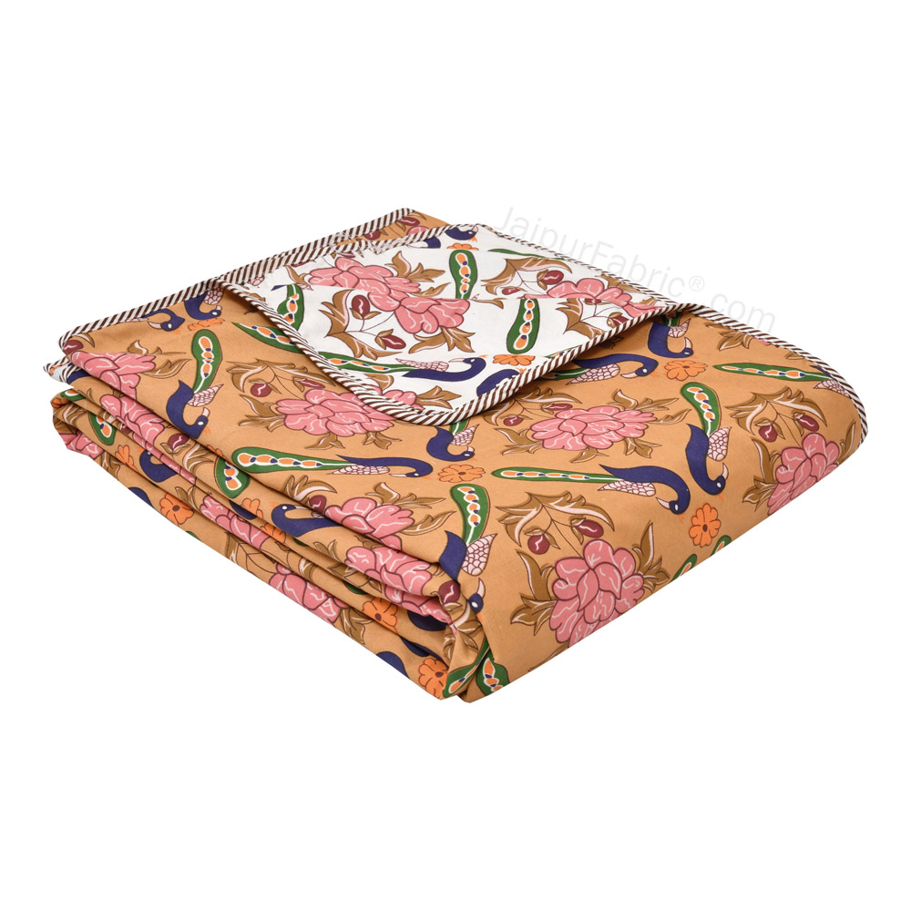 Peacock Garden Pure Cotton Reversible Double Bed AC Quilt Dohar