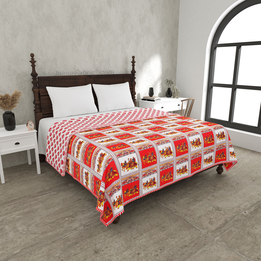 Royal Sanganeri Pure Cotton Reversible Double Bed AC Quilt Dohar