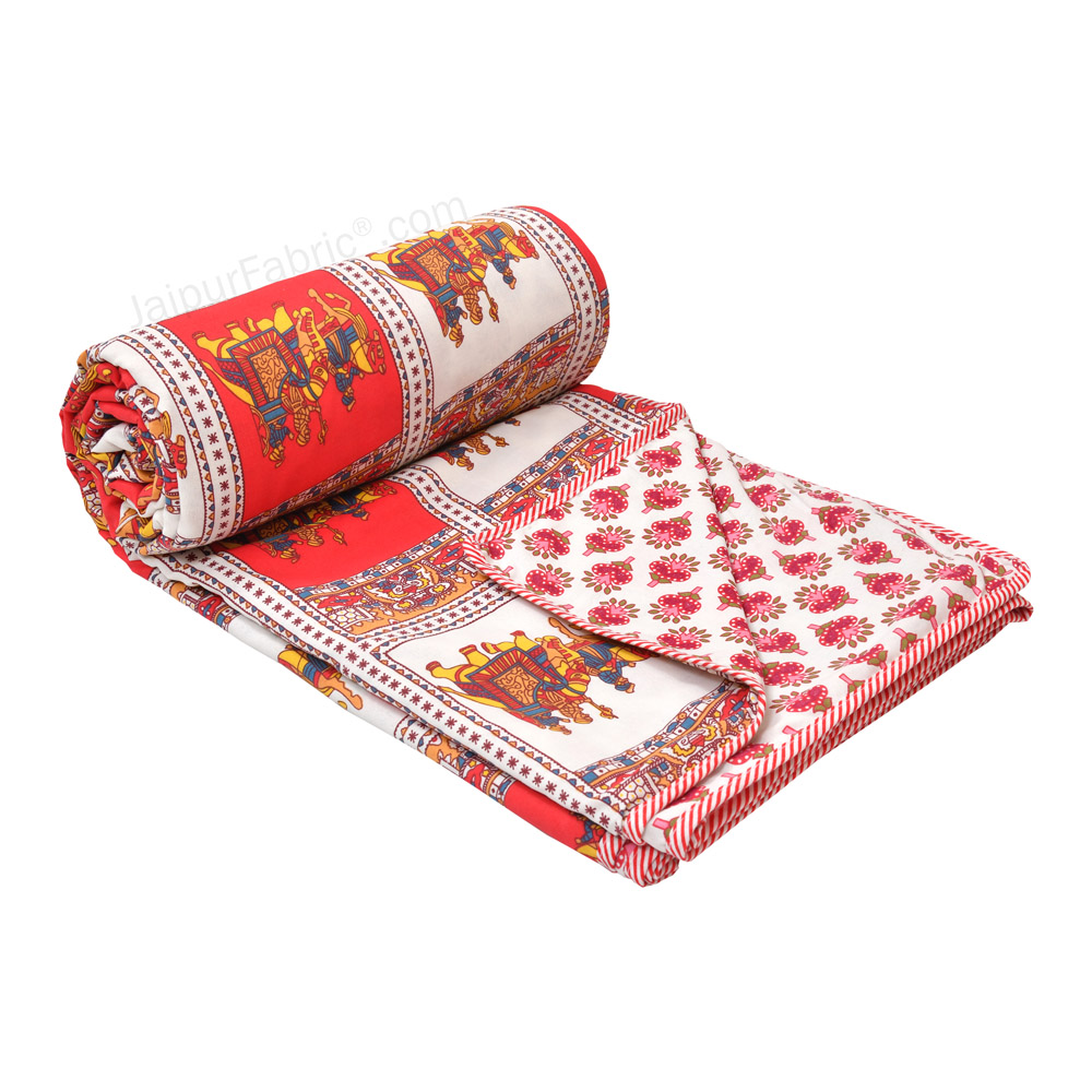 Royal Sanganeri Pure Cotton Reversible Double Bed AC Quilt Dohar