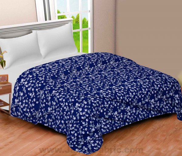 Cotton Navy Blue Classic Reversible Double Blanket/Duvet/Quilt/AC Dohar