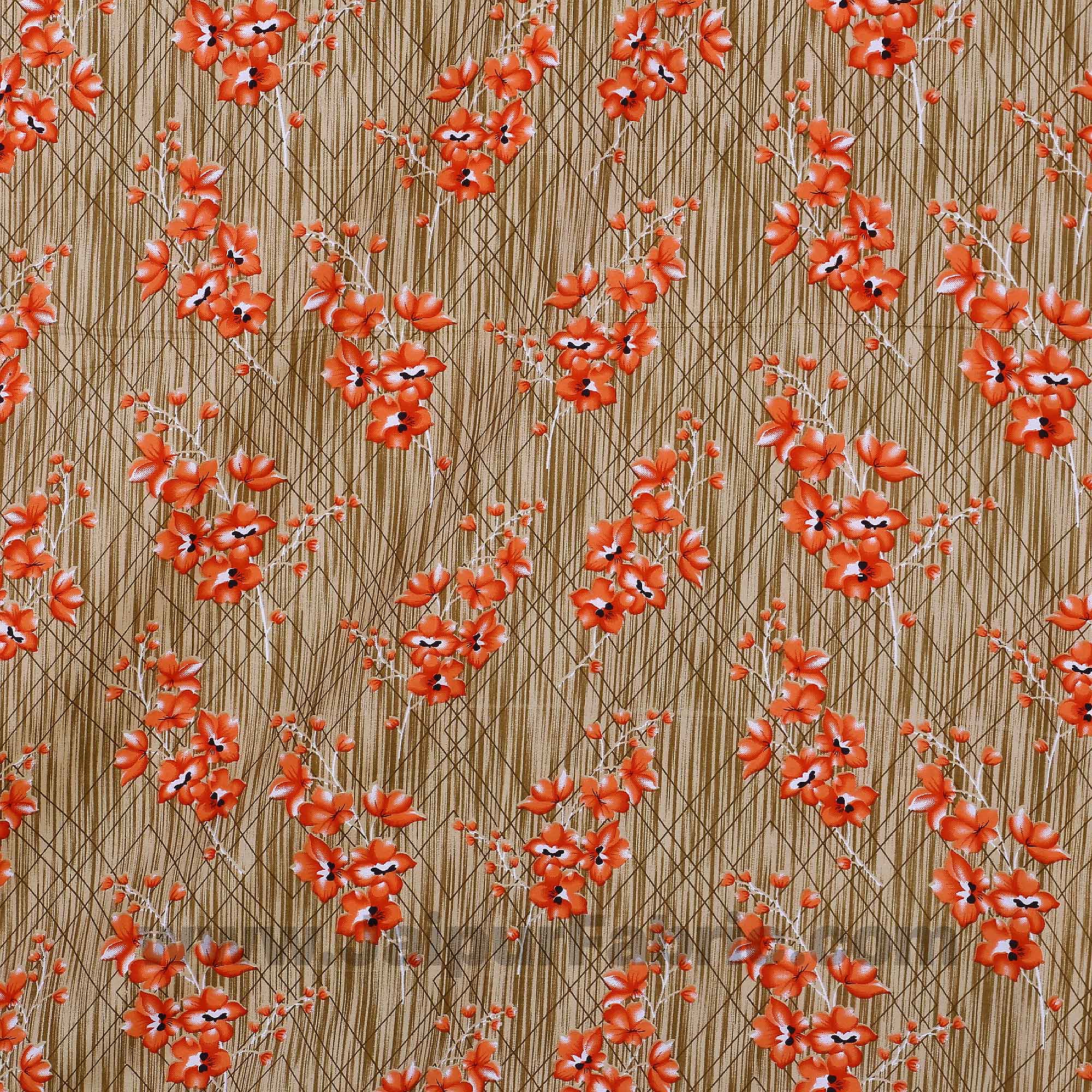 Cotton Orange Blooming Flowers Reversible Double Blanket/Duvet/Quilt/AC Dohar