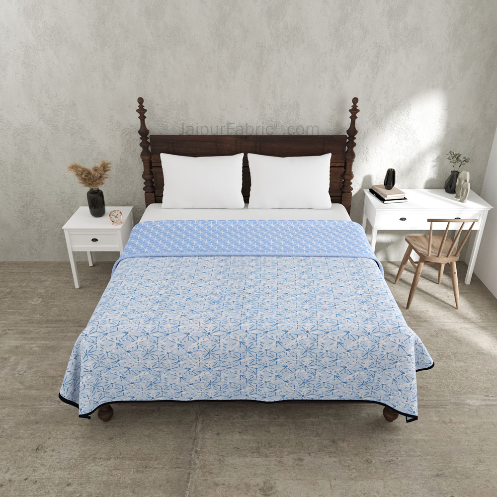 Geometricity Blue Double Bed Dohar Blanket