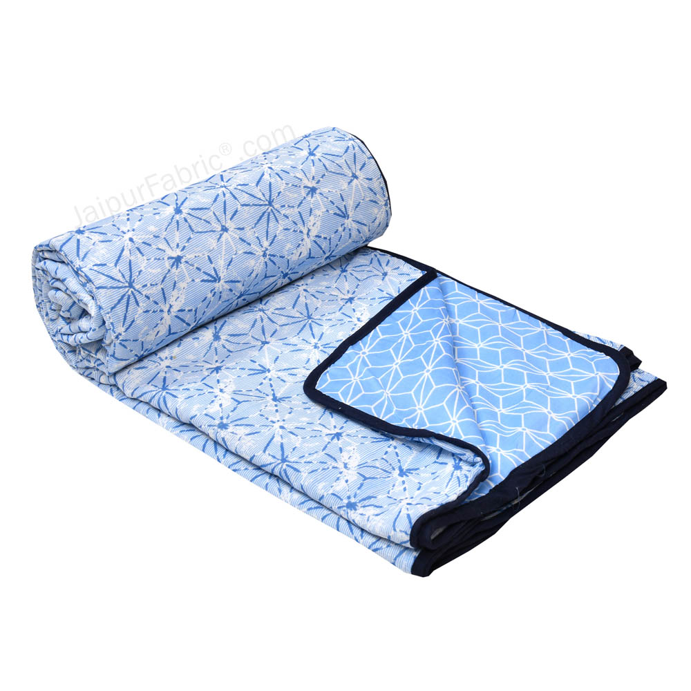 Geometricity Blue Double Bed Dohar Blanket