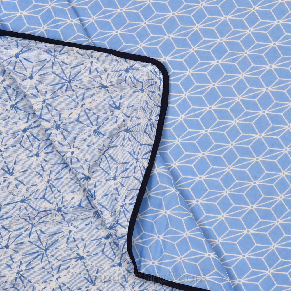 Geometricity Blue Double Bed Dohar Blanket