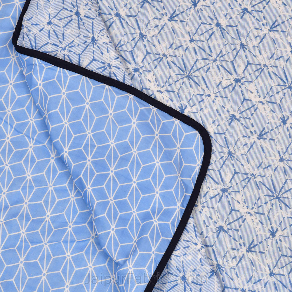 Geometricity Blue Double Bed Dohar Blanket