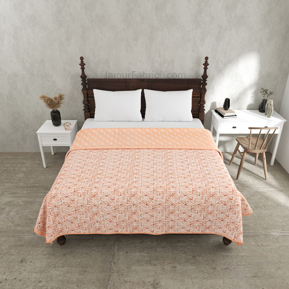 Geometricity Peach Double Bed Dohar Blanket