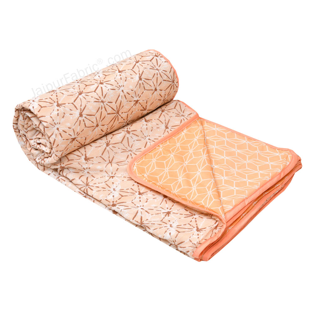 Geometricity Peach Double Bed Dohar Blanket