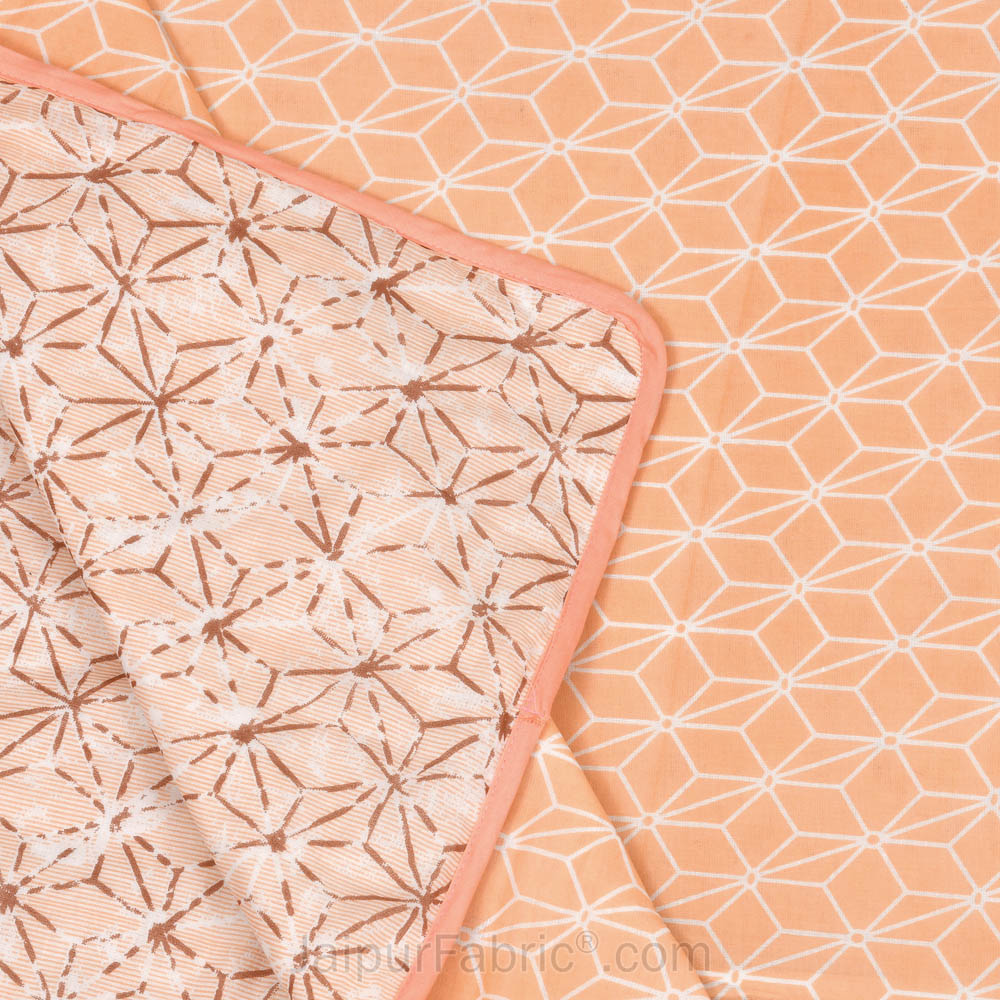 Geometricity Peach Double Bed Dohar Blanket