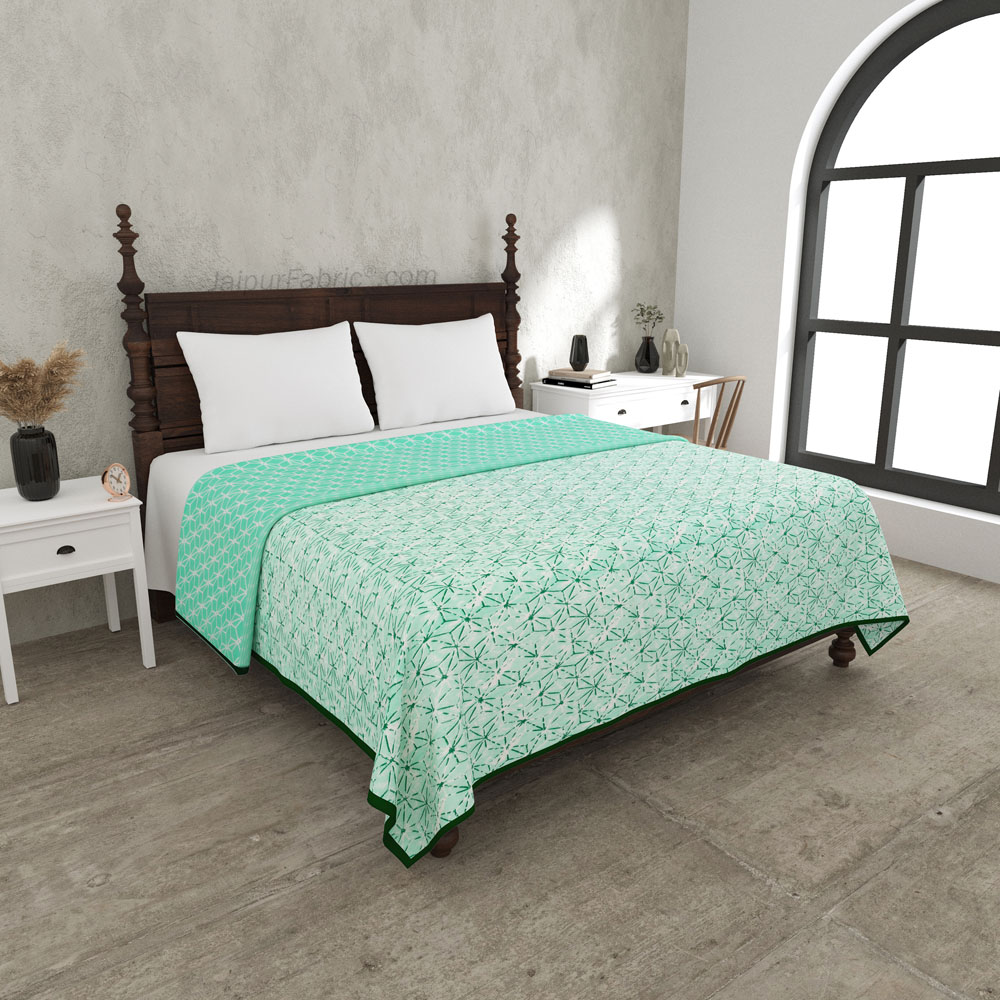 Geometricity Green Double Bed Dohar Blanket