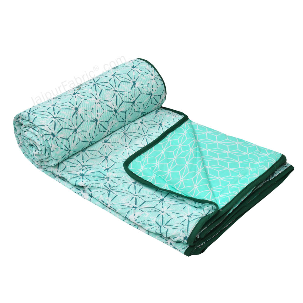 Geometricity Green Double Bed Dohar Blanket