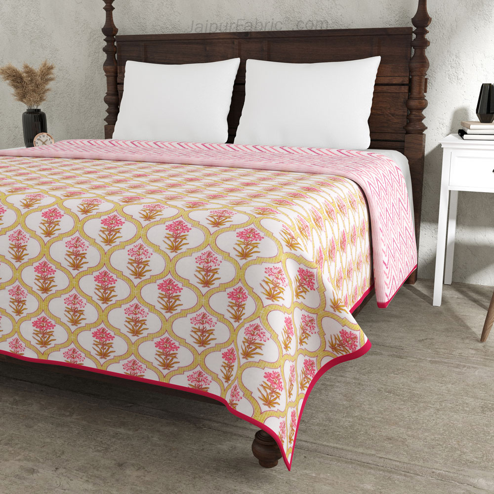 Jaal Darbar Pink Double Bed Dohar Blanket