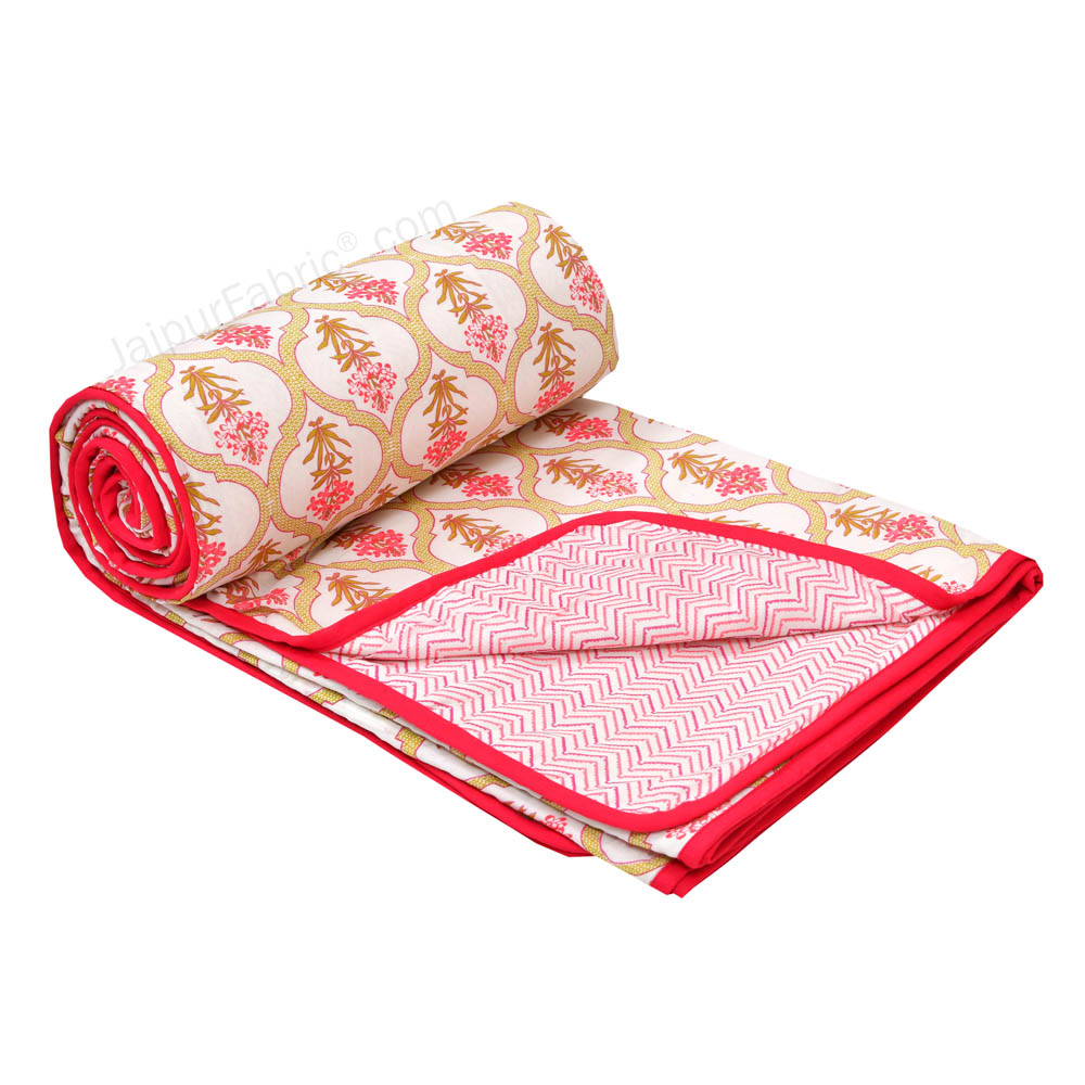 Jaal Darbar Pink Double Bed Dohar Blanket