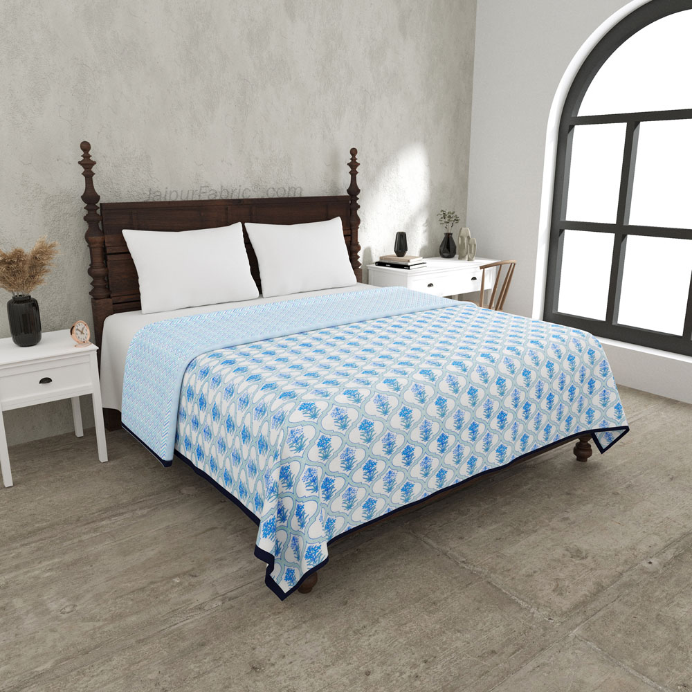 Jaal Darbar Blue Double Bed Dohar Blanket