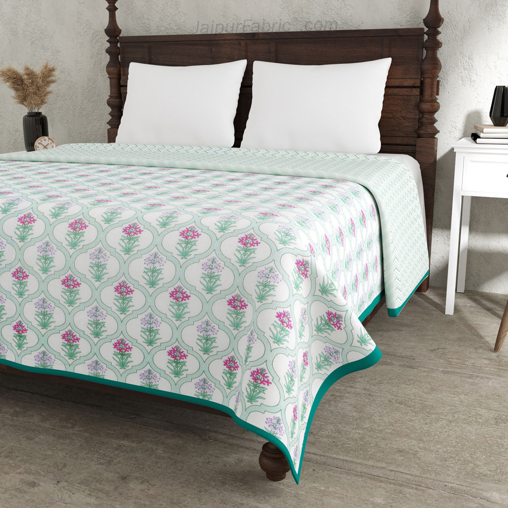 Jaal Darbar Green Double Bed Dohar Blanket