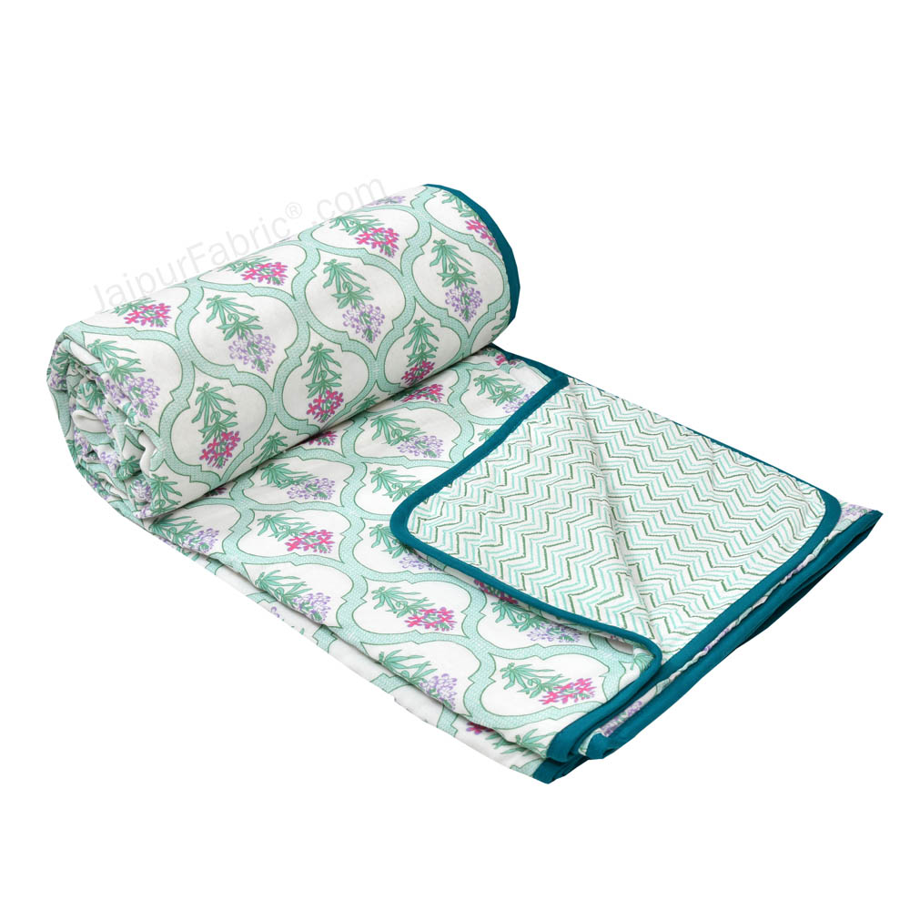 Jaal Darbar Green Double Bed Dohar Blanket