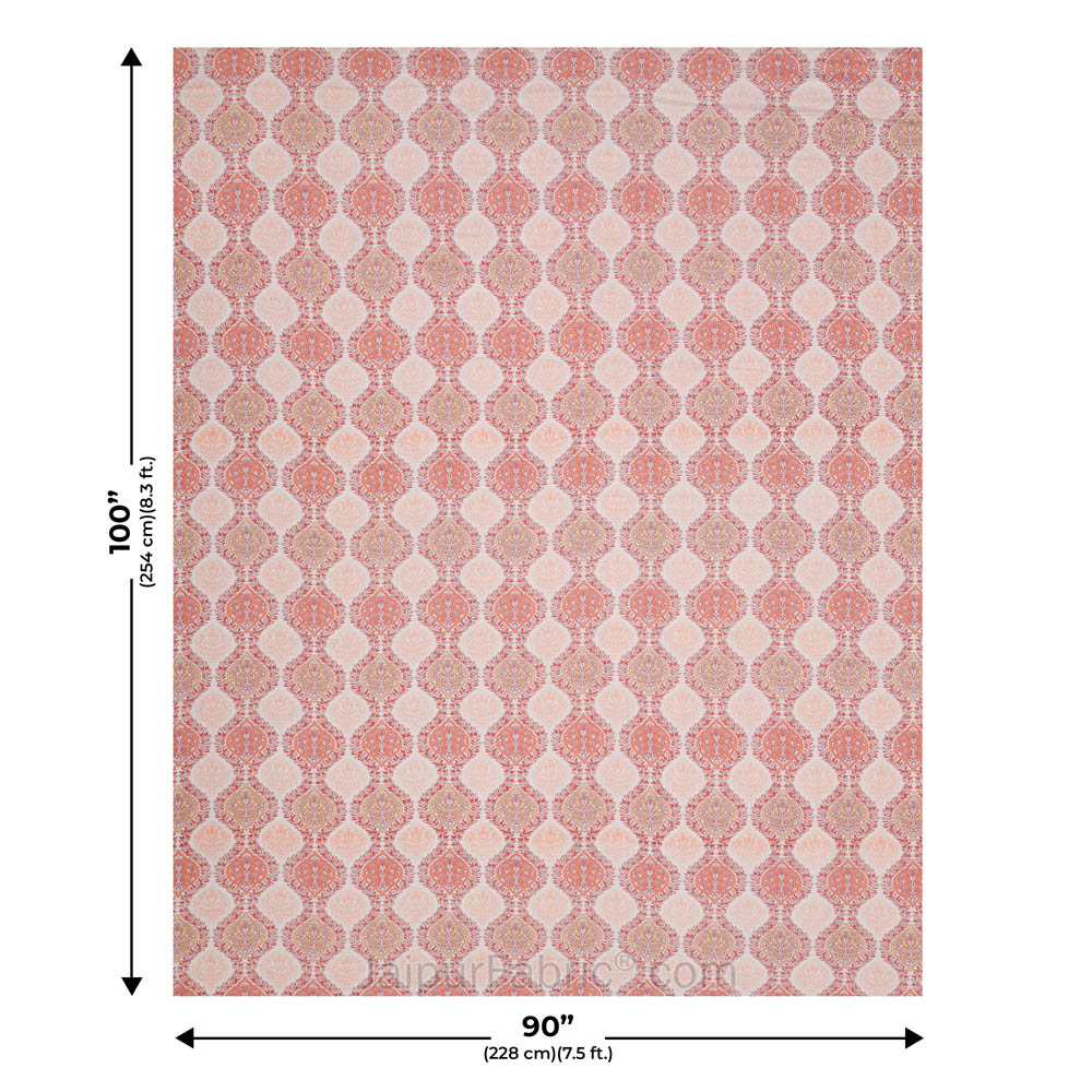 Wavy Ethnic Peachy Pink Double Bed Dohar Blanket