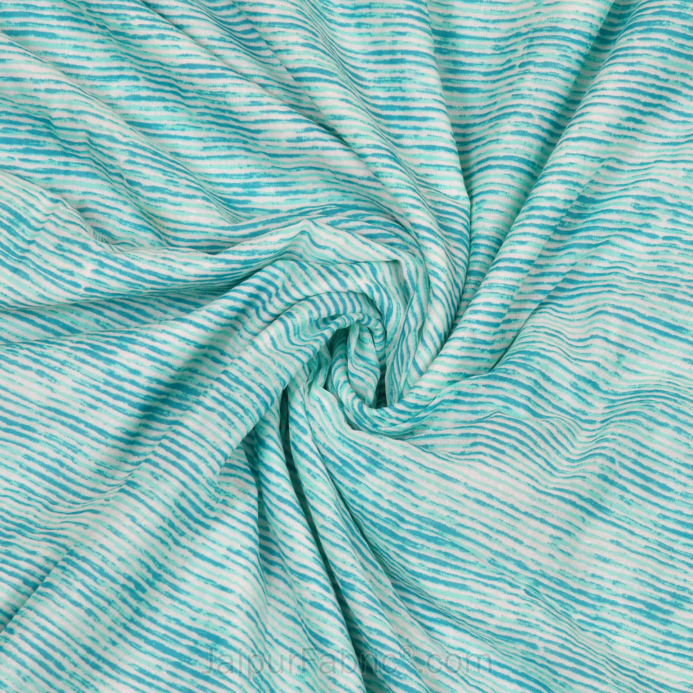 Wavy Ethnic Blueish Green Double Bed Dohar Blanket