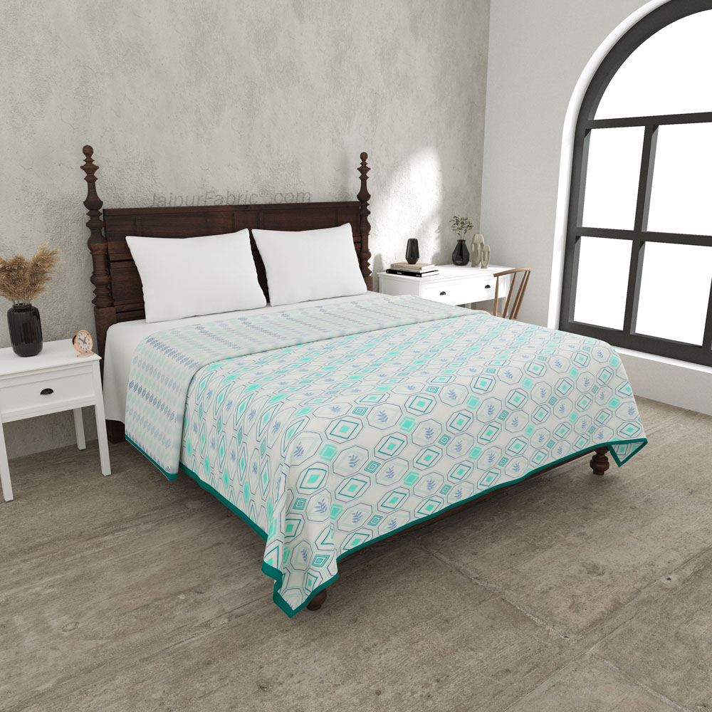 Artistic Maze Greenery Double Bed Dohar Blanket