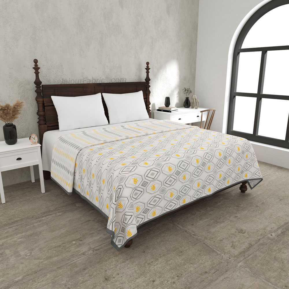 Artistic Maze Mustard GreyDouble Bed Dohar Blanket