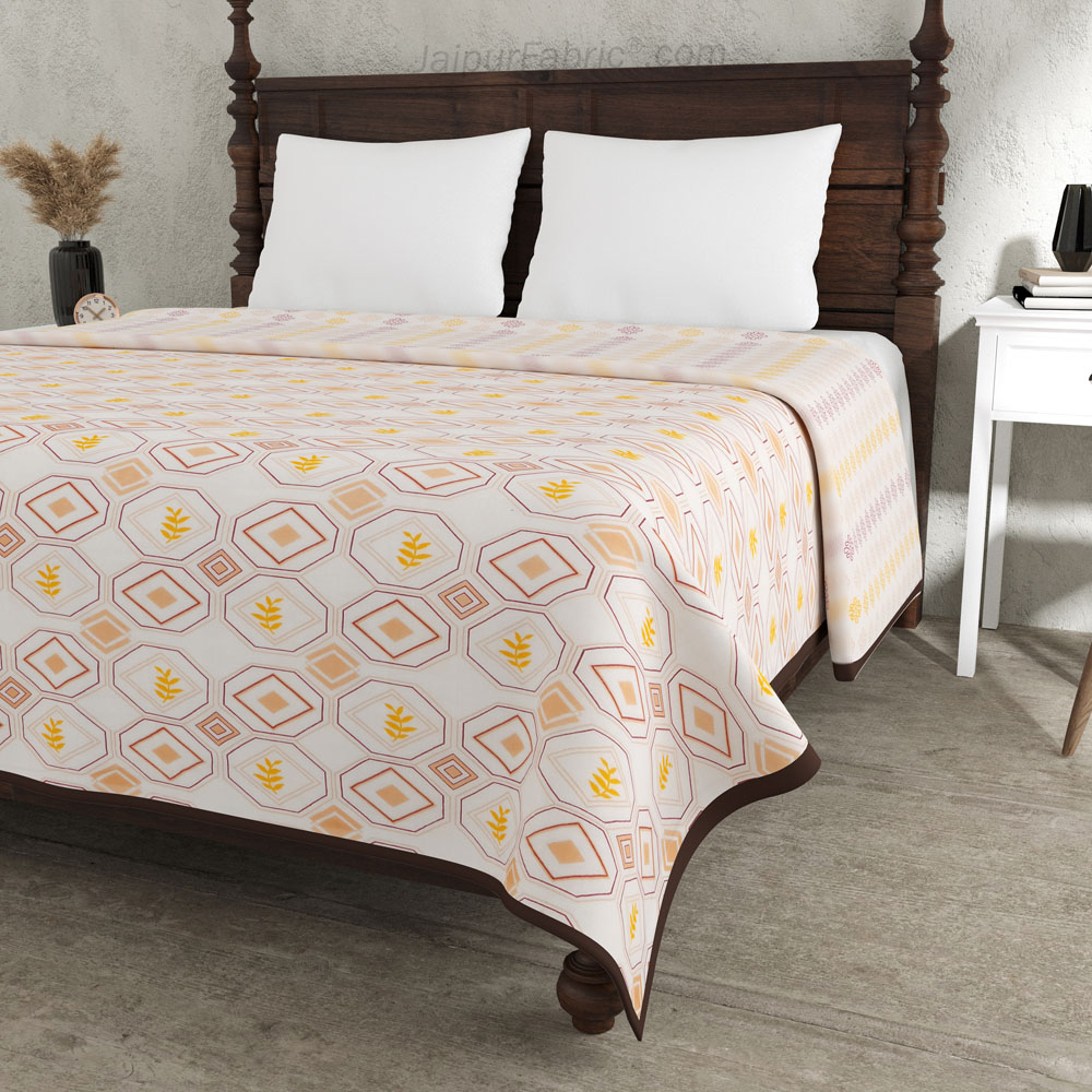 Artistic Maze Peach Yellow Double Bed Dohar Blanket