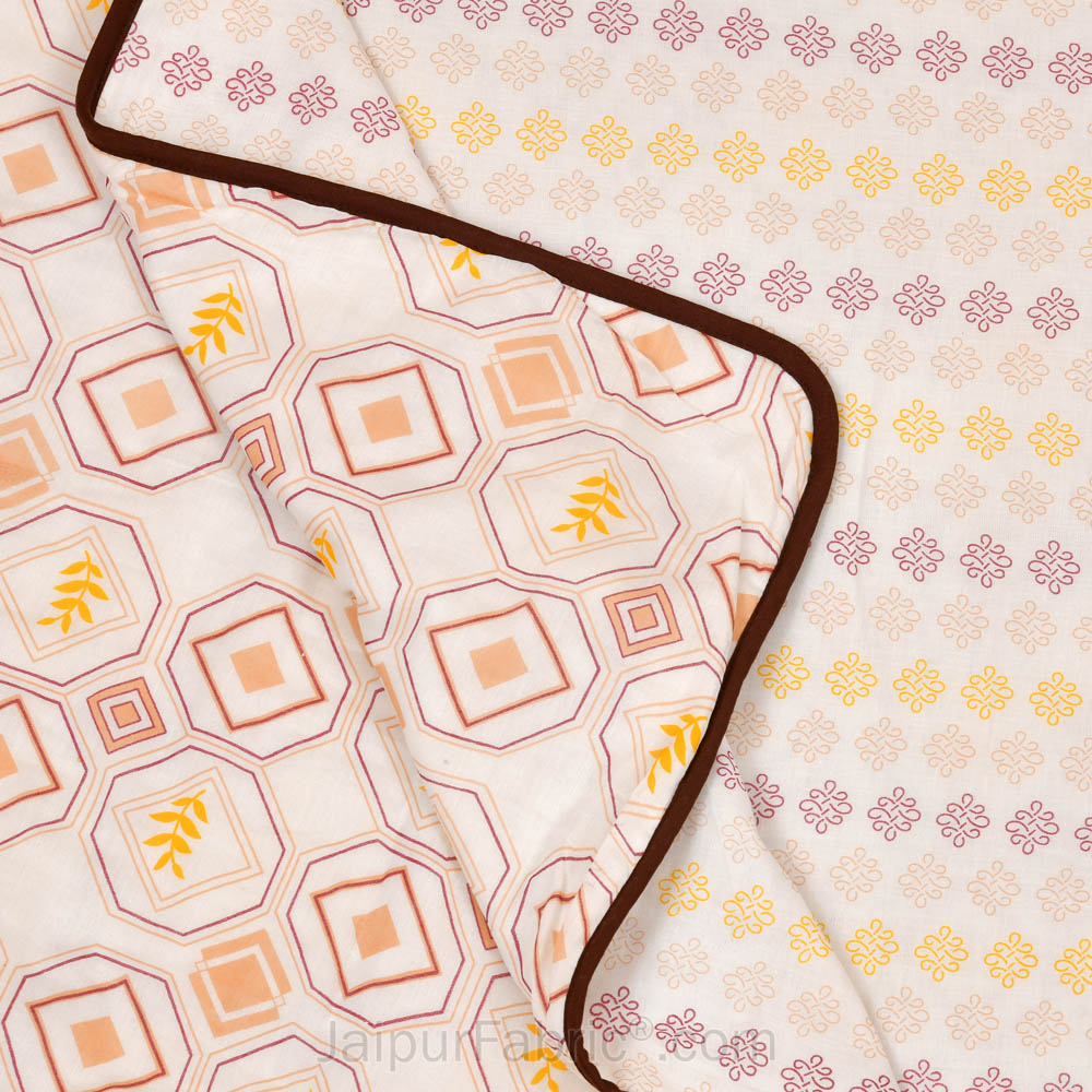 Artistic Maze Peach Yellow Double Bed Dohar Blanket