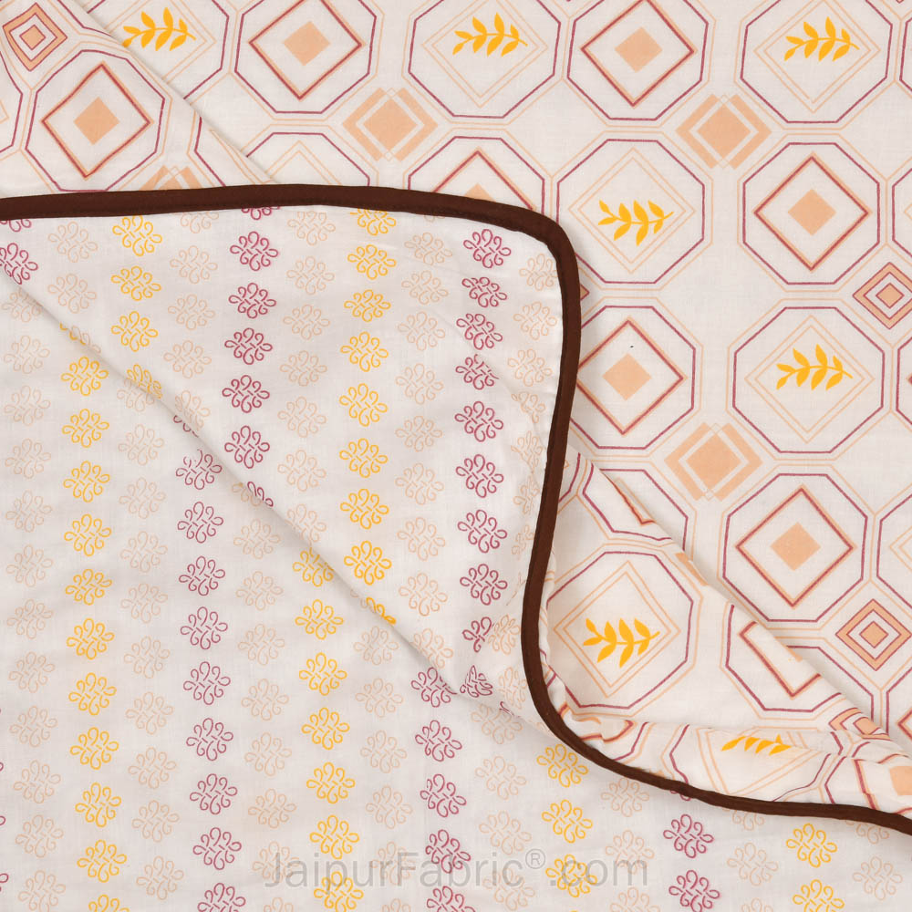 Artistic Maze Peach Yellow Double Bed Dohar Blanket