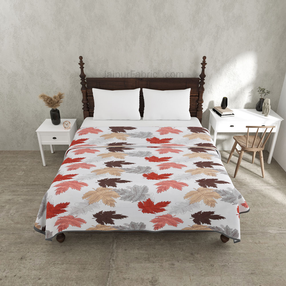 Maple Leaf Reddish Double Bed Dohar Blanket