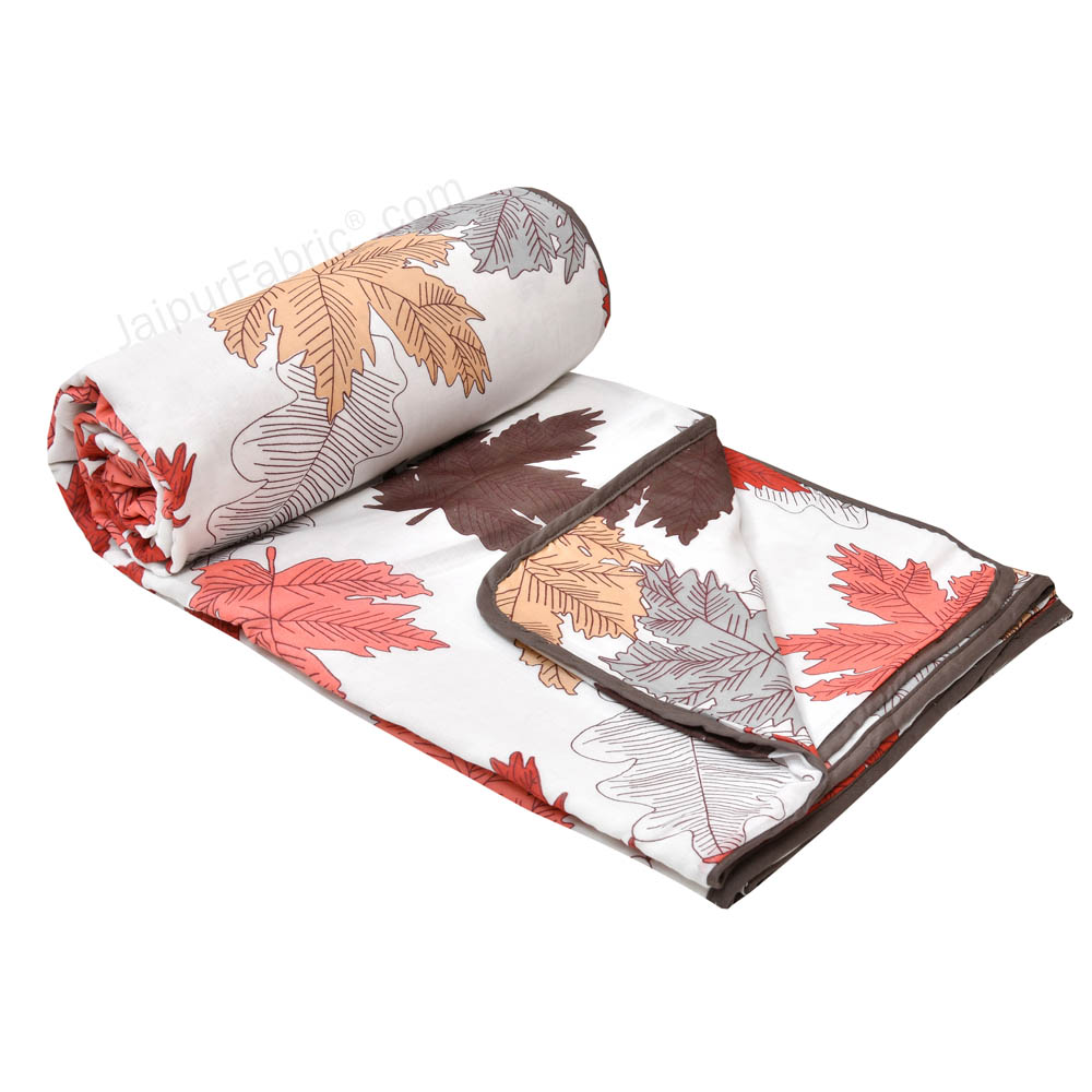 Maple Leaf Reddish Double Bed Dohar Blanket