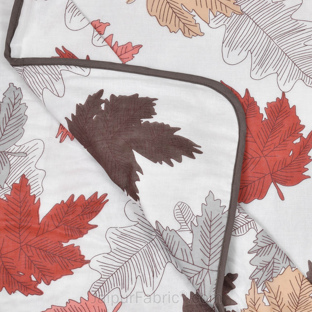 Maple Leaf Reddish Double Bed Dohar Blanket