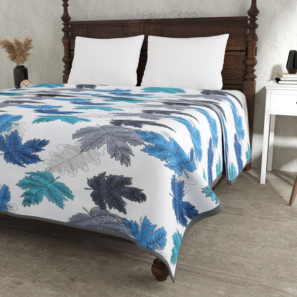 Maple Leaf Blueish Double Bed Dohar Blanket