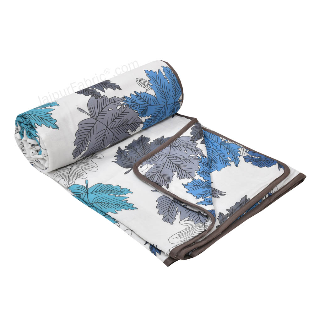 Maple Leaf Blueish Double Bed Dohar Blanket