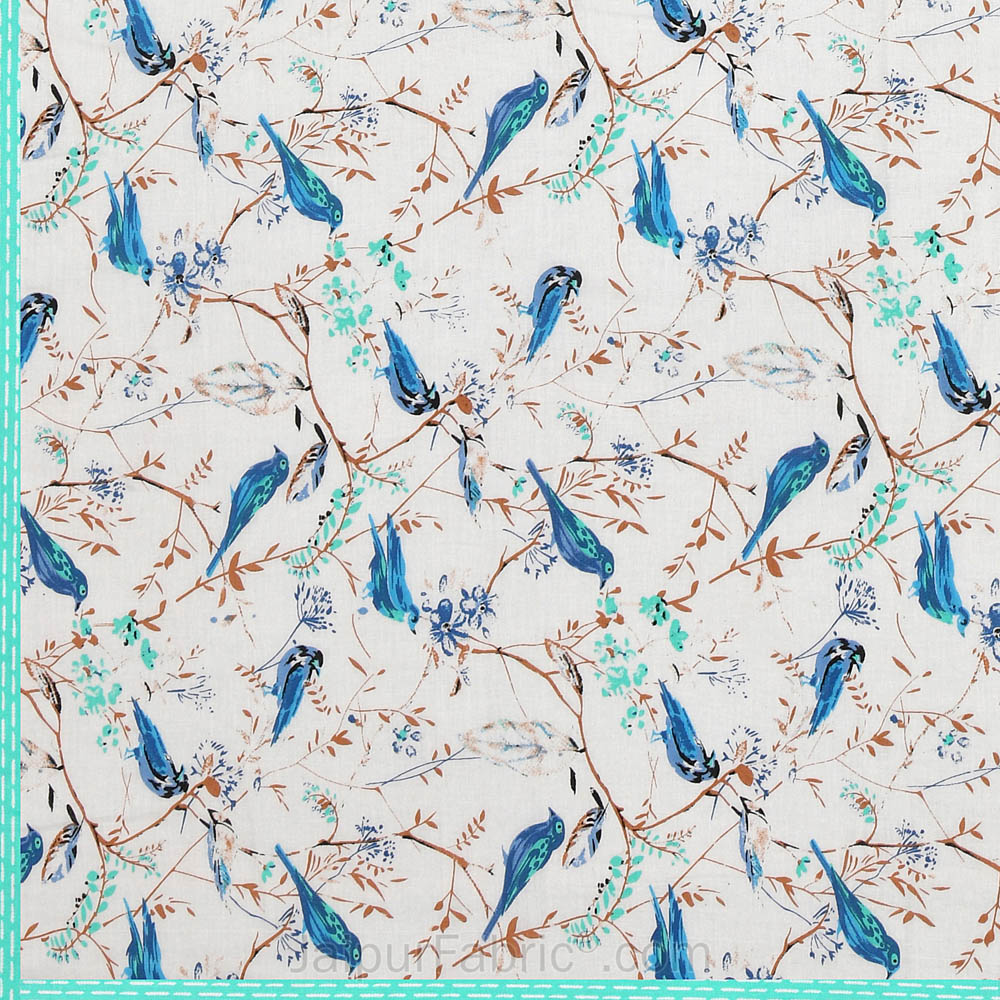 Parakeets Blue Green Double Bed Dohar Blanket