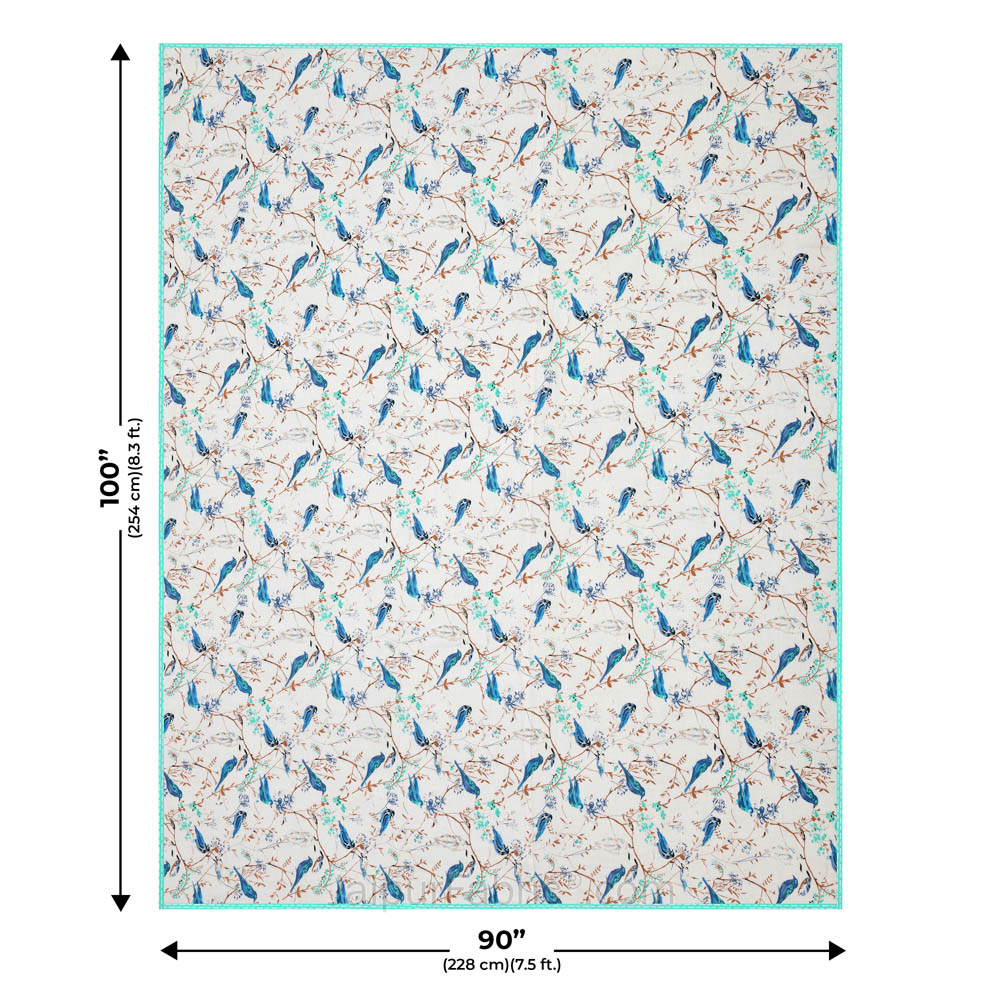 Parakeets Blue Green Double Bed Dohar Blanket