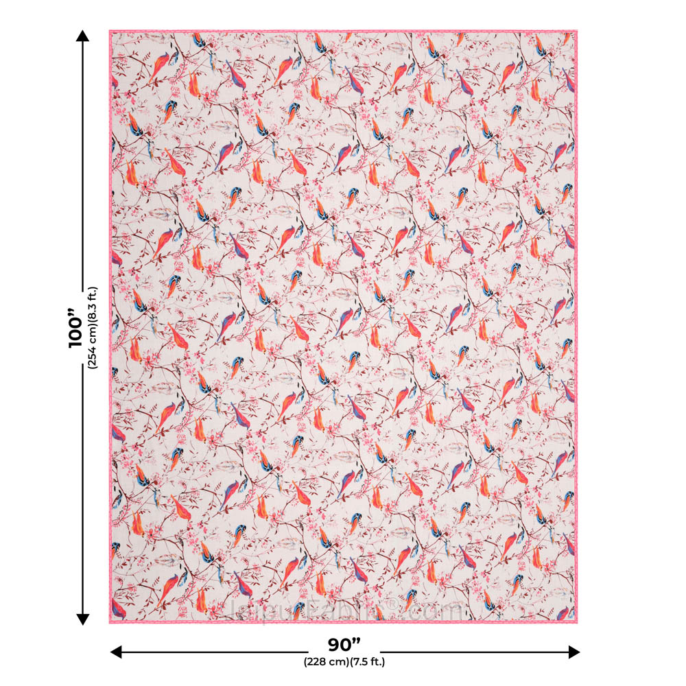 Parakeets Pink Double Bed Dohar Blanket