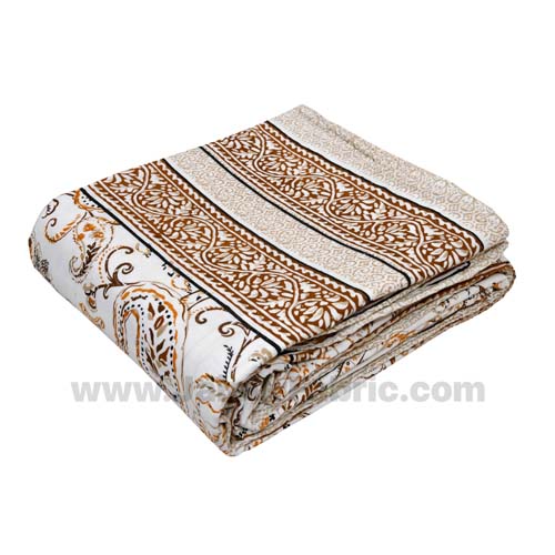 Mulmul Pure Cotton Paisley Floral Ethnic Brown Border Jaipuri Double Bed Dohar