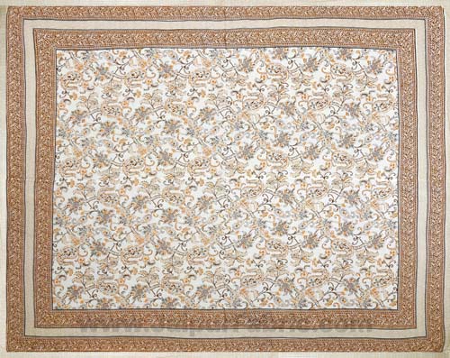 Mulmul Pure Cotton Paisley Floral Ethnic Brown Border Jaipuri Double Bed Dohar