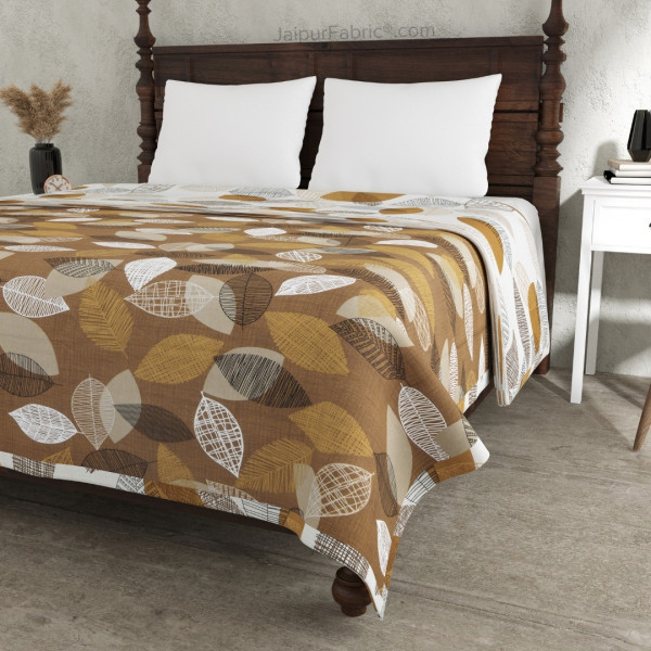 Autumn Fall Sandy Brown Cotton Reversible Double Bed Dohar