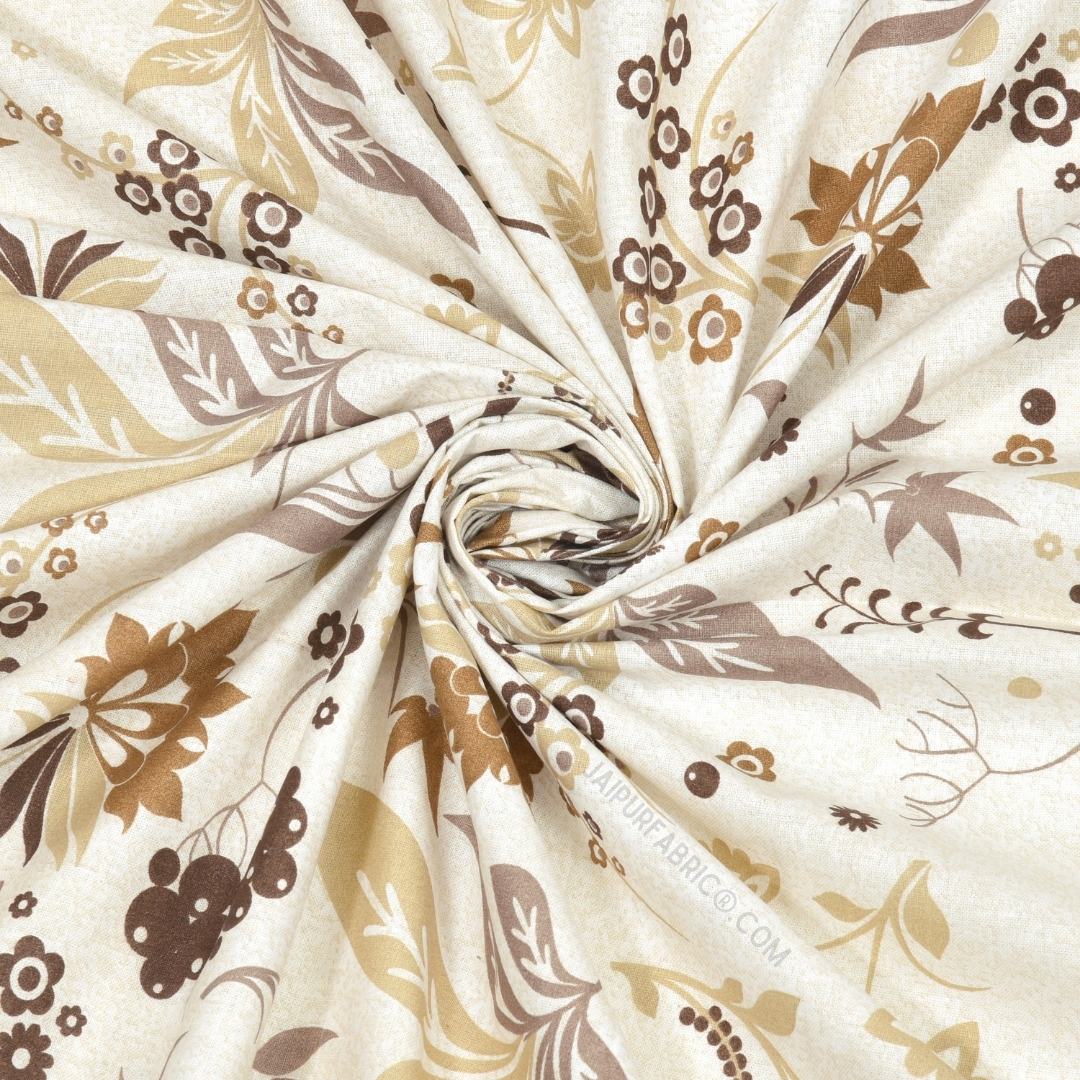 Flowery Spring Brown Cotton Reversible Double Bed Dohar