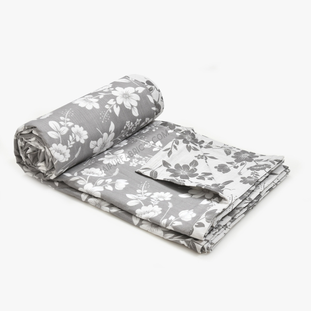 Summer Revival Grey Cotton Reversible Double Bed Dohar