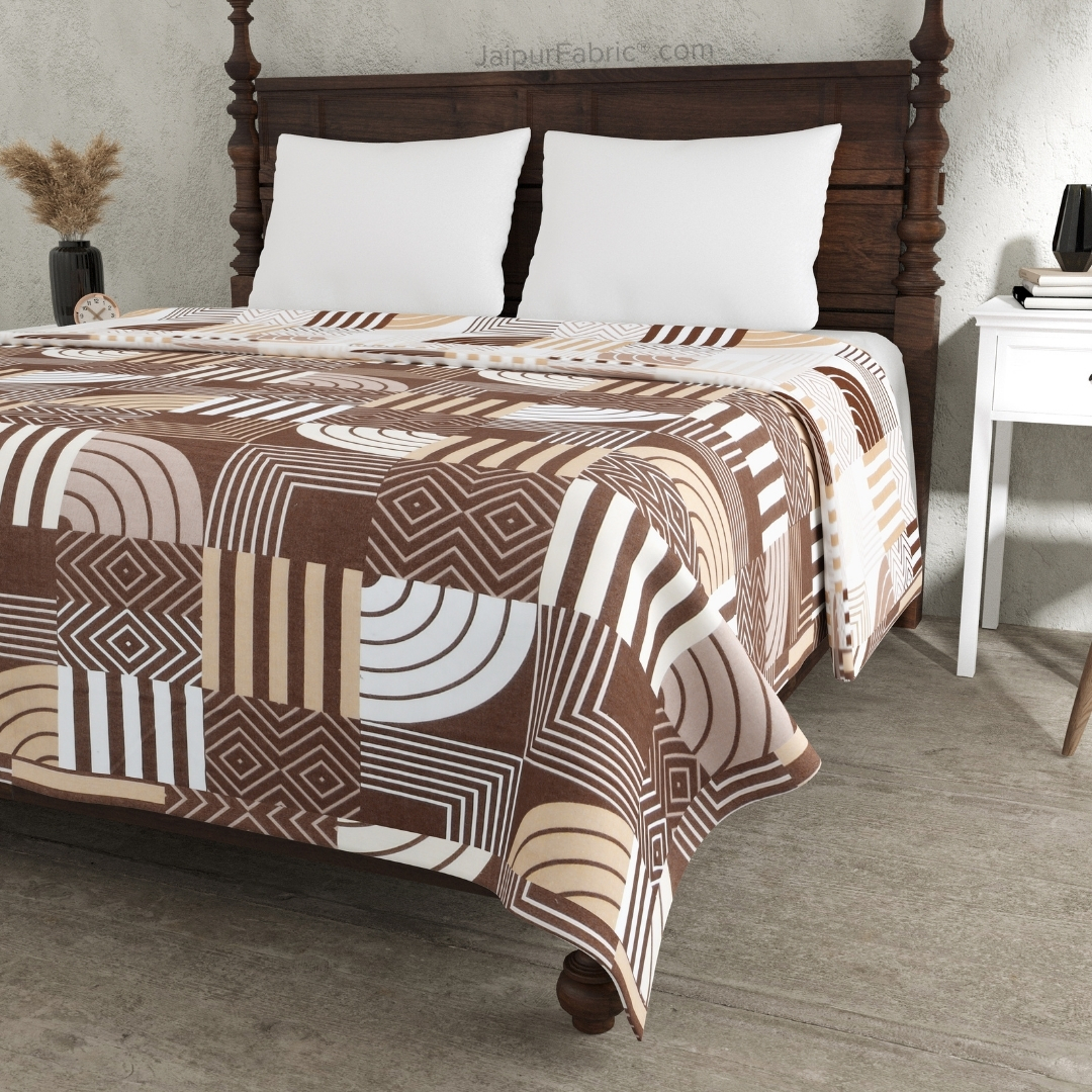 Geometric Maze Brown Cotton Reversible Double Bed Dohar