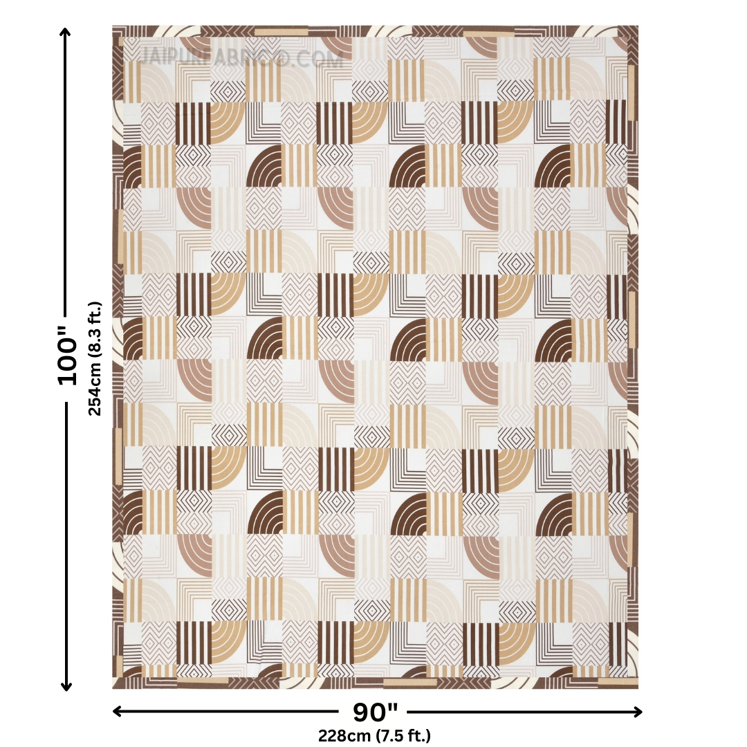 Geometric Maze Brown Cotton Reversible Double Bed Dohar