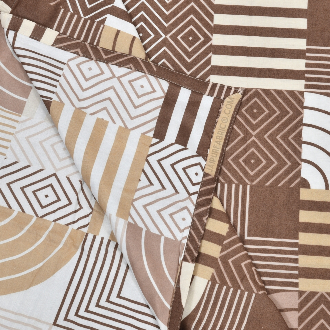 Geometric Maze Brown Cotton Reversible Double Bed Dohar