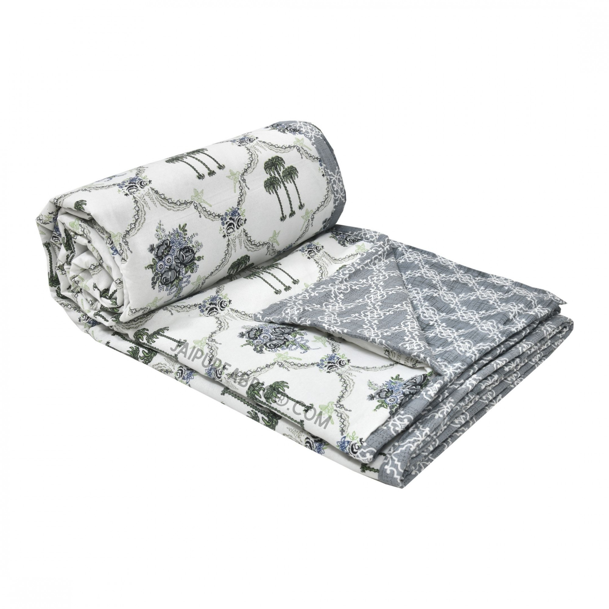 Misty Marble Grey & White Cotton Reversible Double Bed Dohar