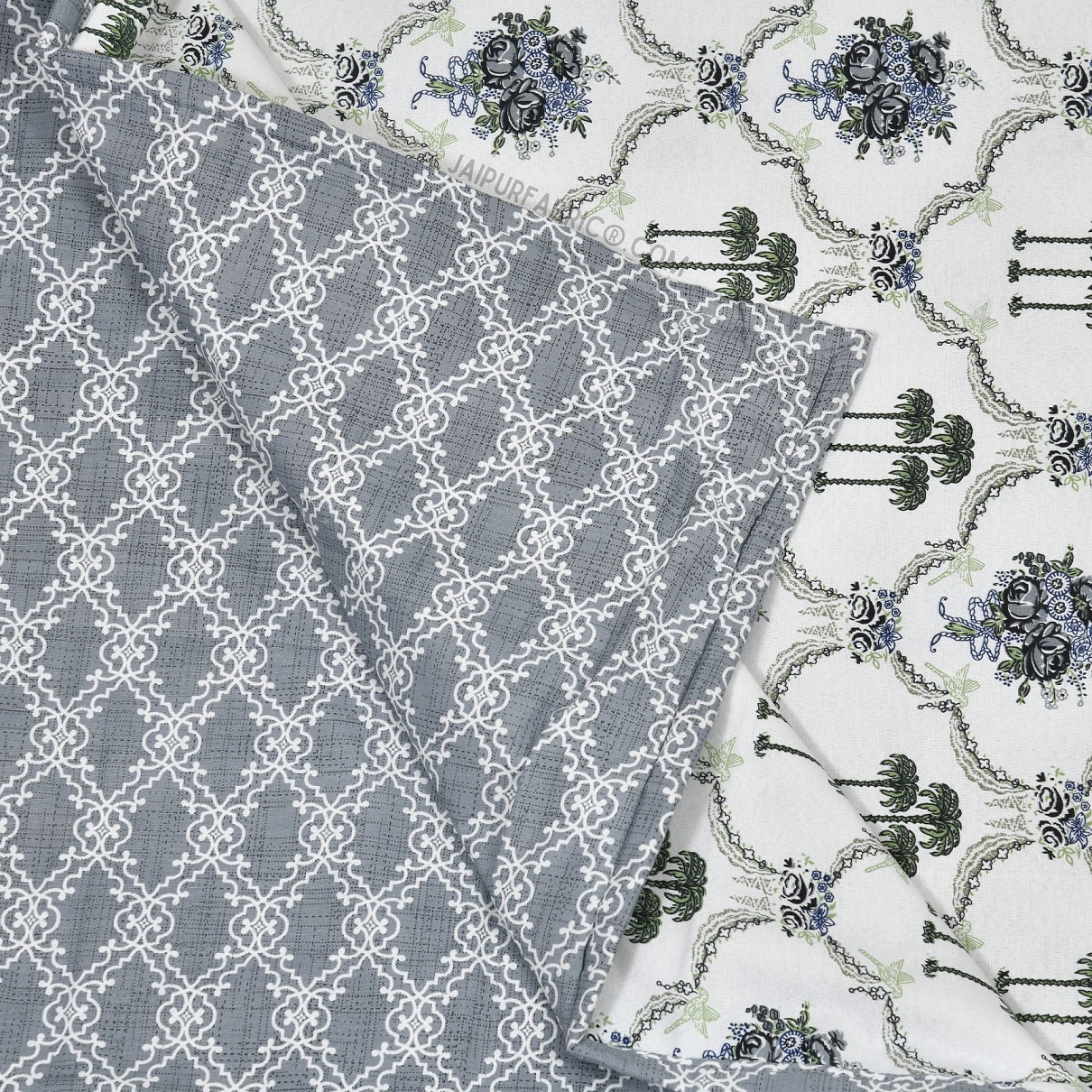 Misty Marble Grey & White Cotton Reversible Double Bed Dohar