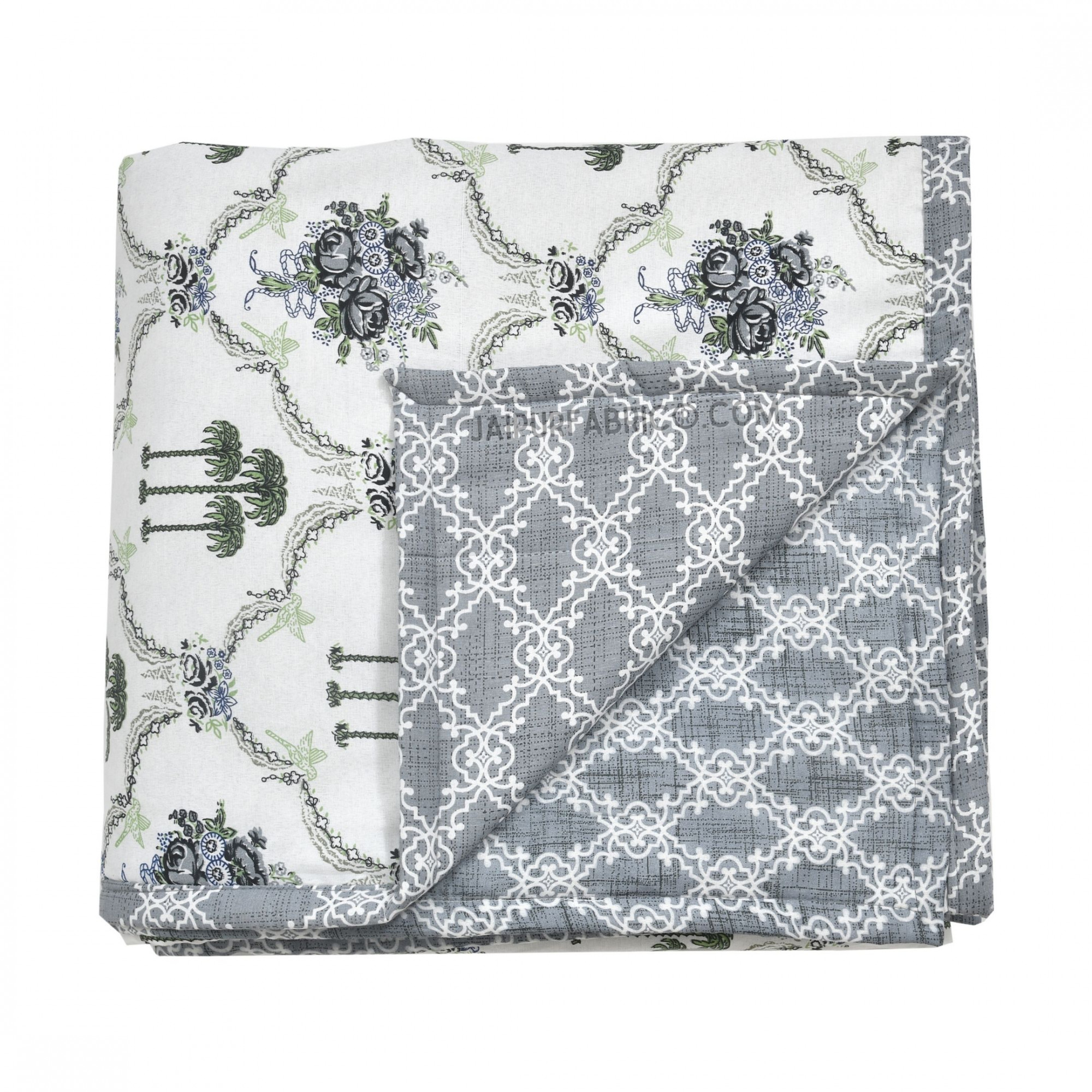 Misty Marble Grey & White Cotton Reversible Double Bed Dohar