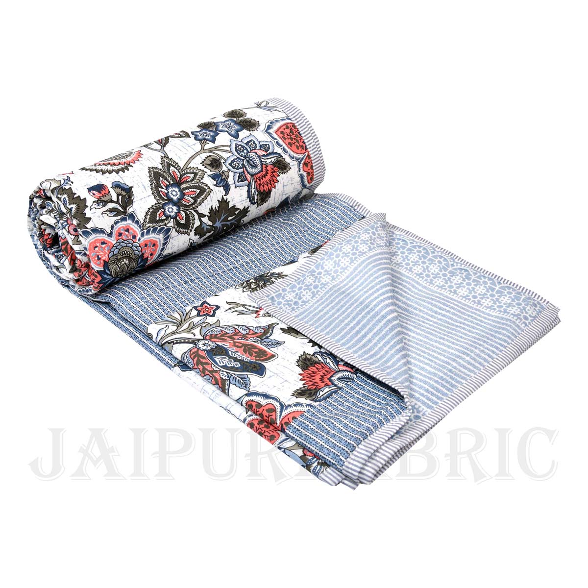 AC Room Dohar  Blue Tribal Pattern 210 GSM Pure Cotton Summer Blanket