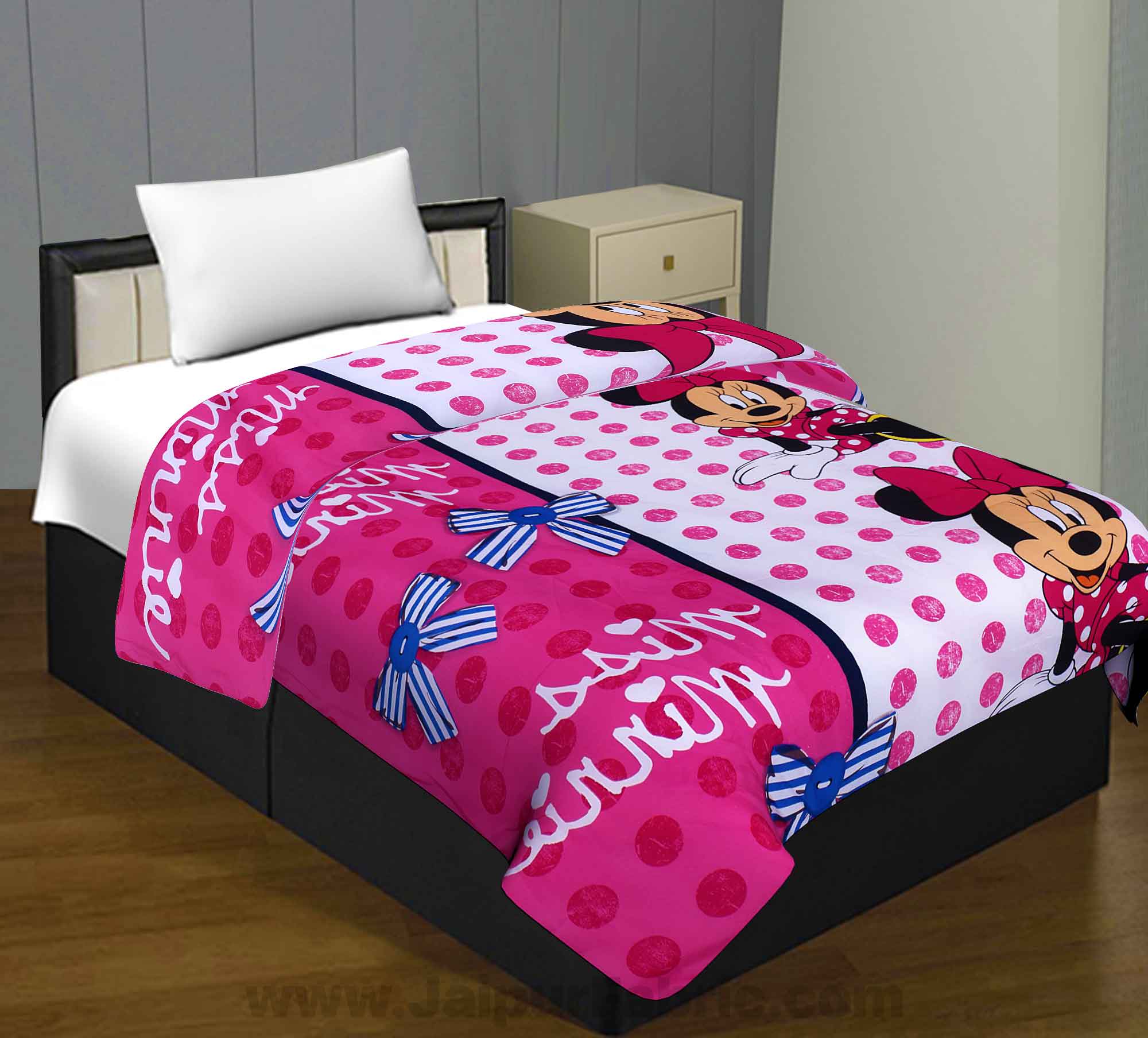 Cotton Minnie Mouse Pink Reversible Single Blanket/Duvet/Quilt/AC Dohar