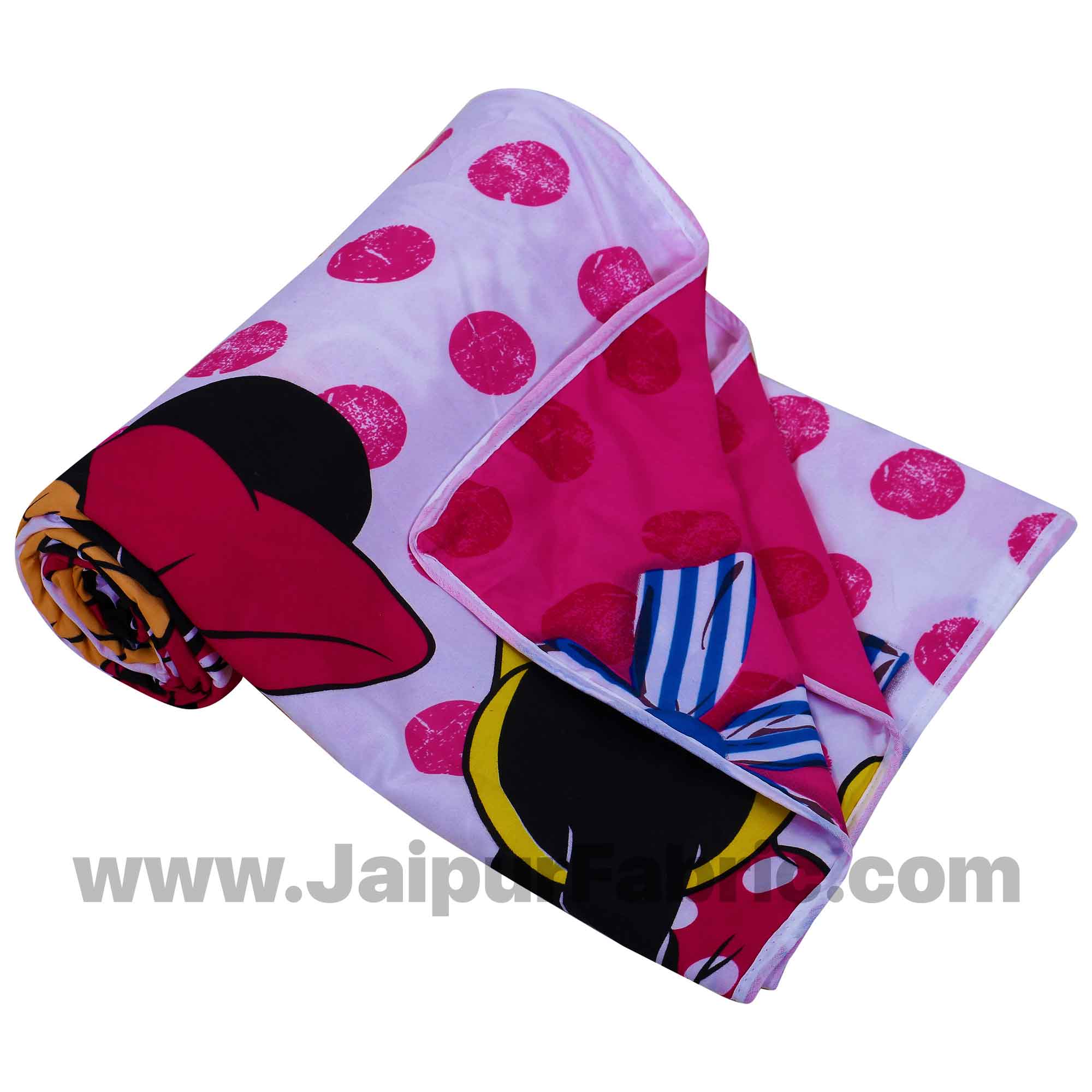 Cotton Minnie Mouse Pink Reversible Single Blanket/Duvet/Quilt/AC Dohar