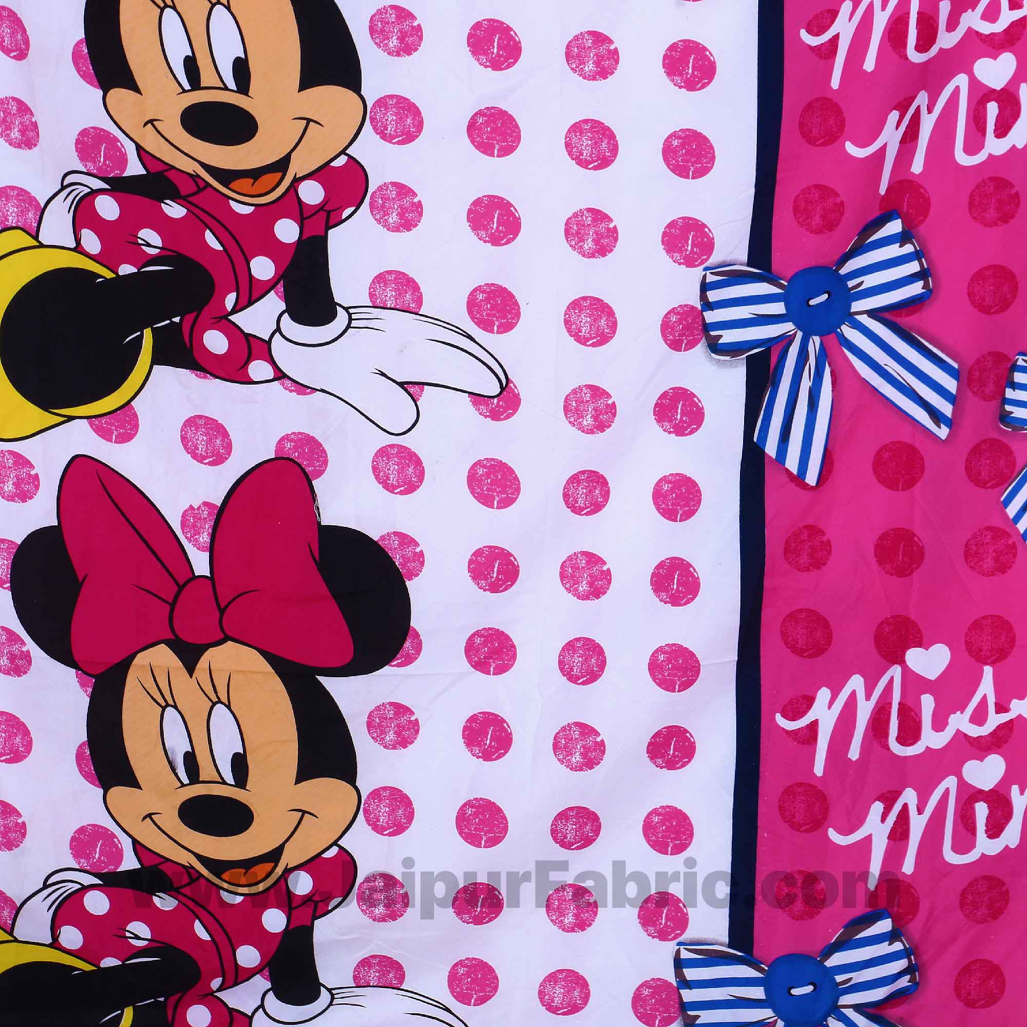 Cotton Minnie Mouse Pink Reversible Single Blanket/Duvet/Quilt/AC Dohar